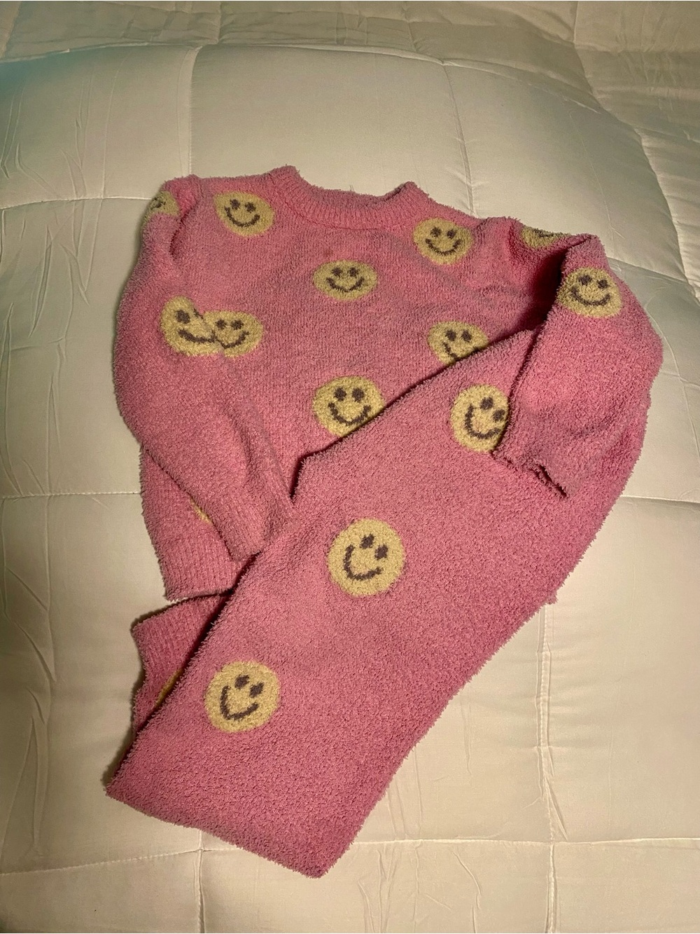 Lola + The Boys Pink Smiley Crewneck Sweater